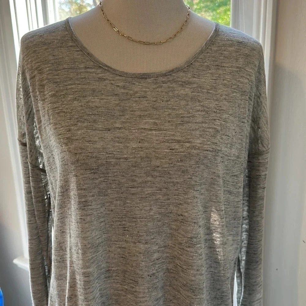 Vince 100% Linen Drop Shoulder LS Top, Size Small, Like New - Picture 2 of 9